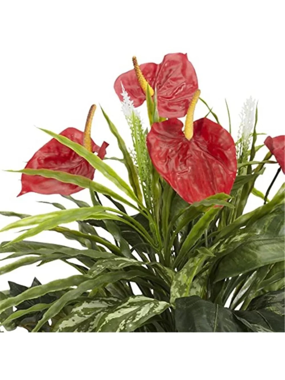 Artificial Anthurium Plant Red Flowers Silk Plant Decorative Vase Home Decor